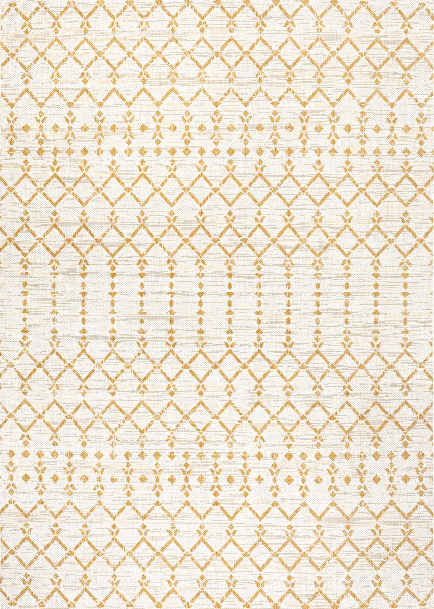 Cream And Yellow Trellis Indoor Outdoor Area Rug Photo 1