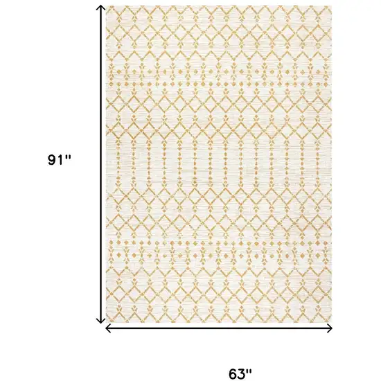 Cream And Yellow Trellis Indoor Outdoor Area Rug Photo 5