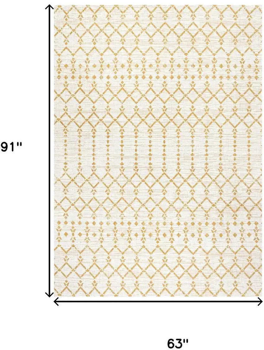 Cream And Yellow Trellis Indoor Outdoor Area Rug Photo 5
