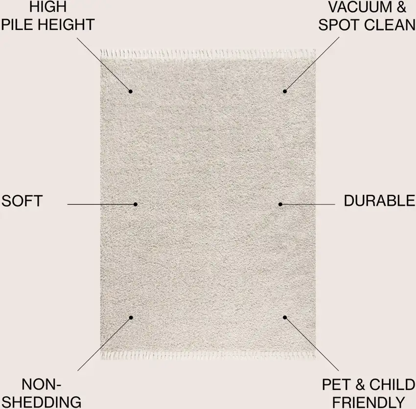 Cream Area Rug With Fringe Photo 6