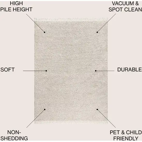 Cream Area Rug With Fringe Photo 6