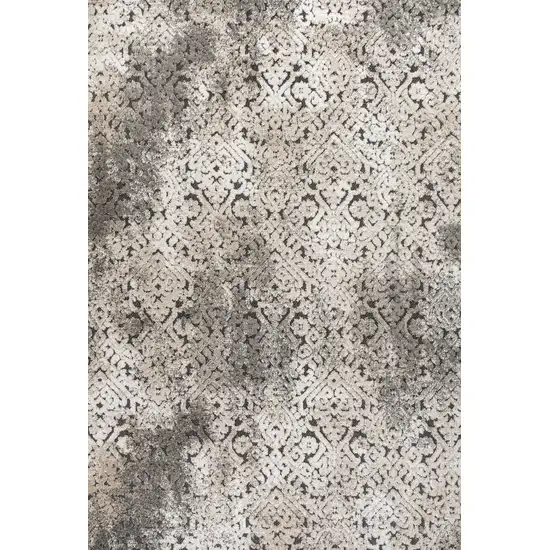 Cream Beige And Dark Gray Abstract Indoor Outdoor Area Rug Photo 1