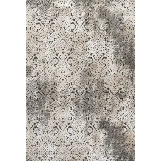 Cream Beige And Dark Gray Abstract Indoor Outdoor Area Rug Photo 3