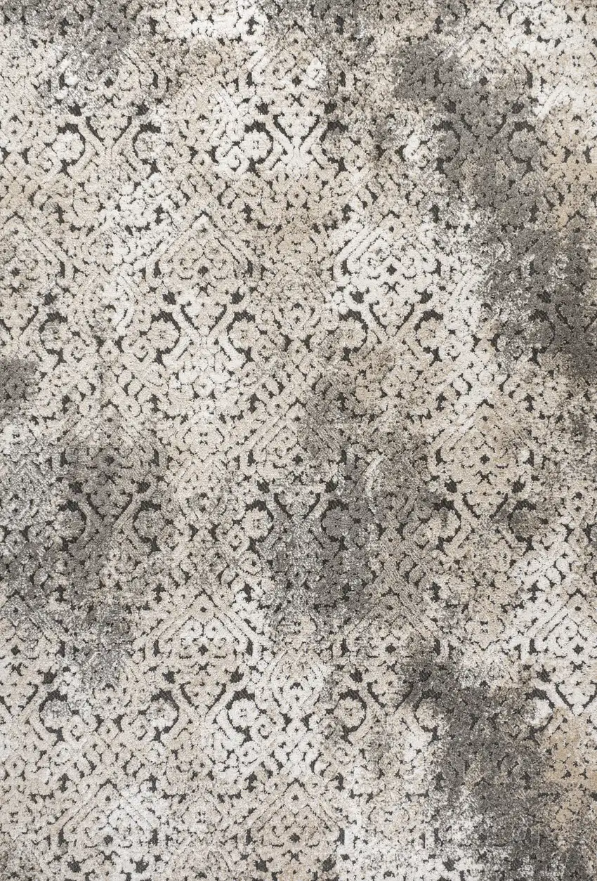 Cream Beige And Dark Gray Abstract Indoor Outdoor Area Rug Photo 3