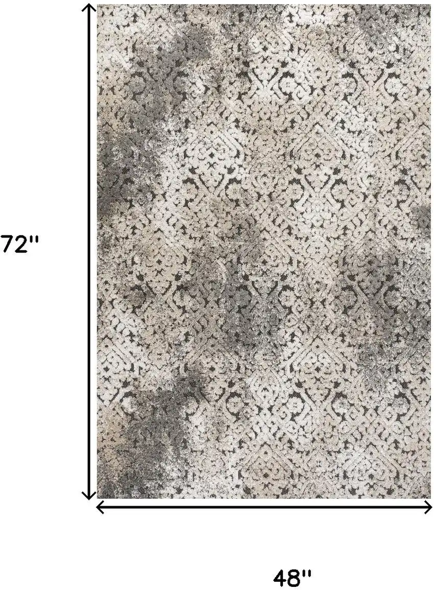 Cream Beige And Dark Gray Abstract Indoor Outdoor Area Rug Photo 5