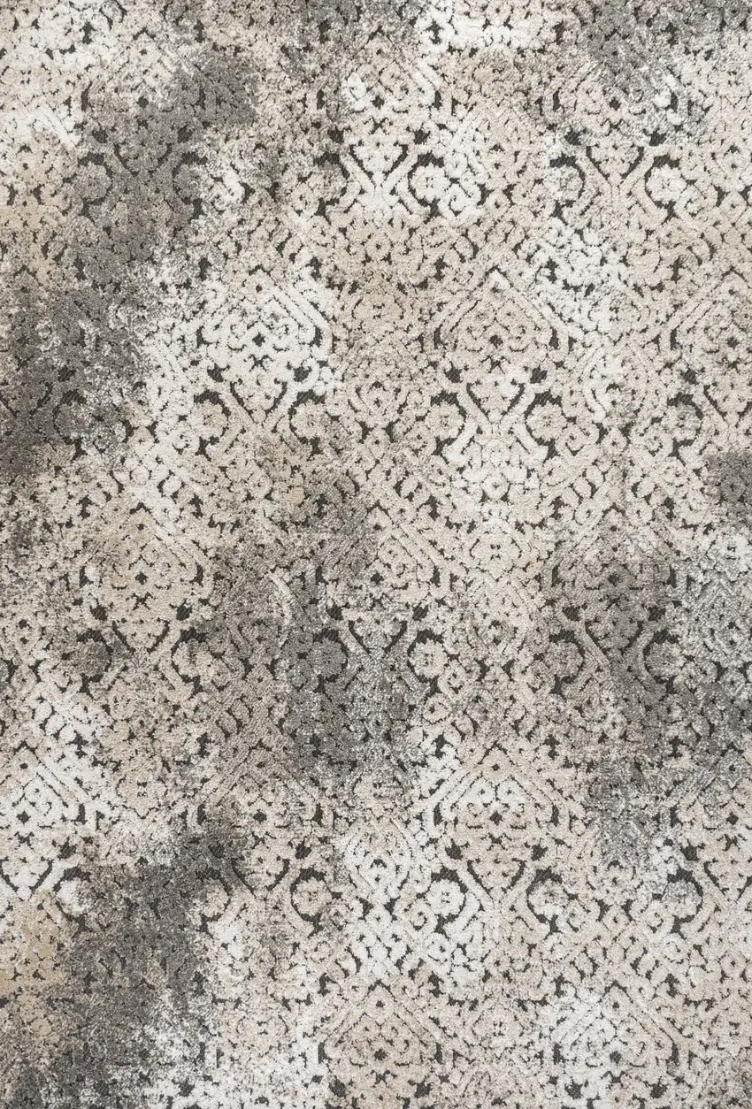 Cream Beige And Dark Gray Abstract Indoor Outdoor Area Rug Photo 1