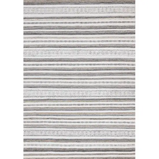 Cream Beige And Gray Striped Hand Woven Area Rug Photo 2
