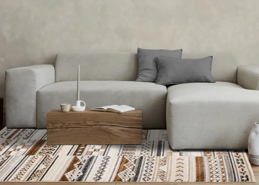 Cream Black And Brown Tribal Area Rug Photo 5