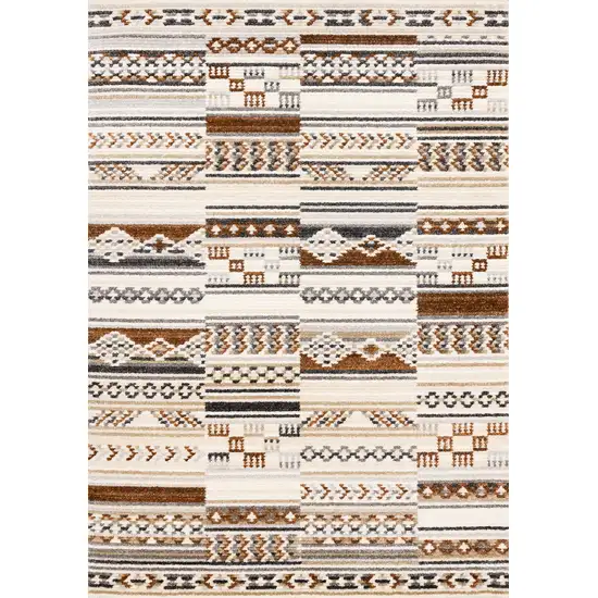 Cream Black And Brown Tribal Area Rug Photo 2