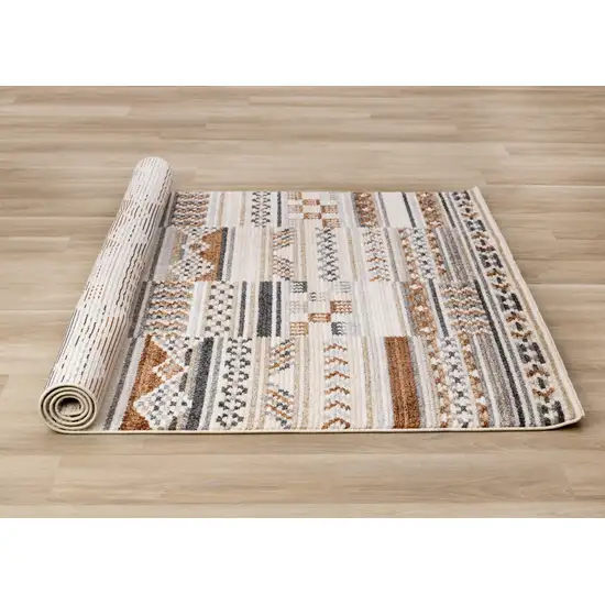 Cream Black And Brown Tribal Area Rug Photo 9