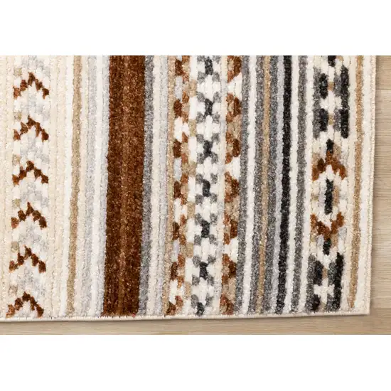 Cream Black And Brown Tribal Area Rug Photo 7