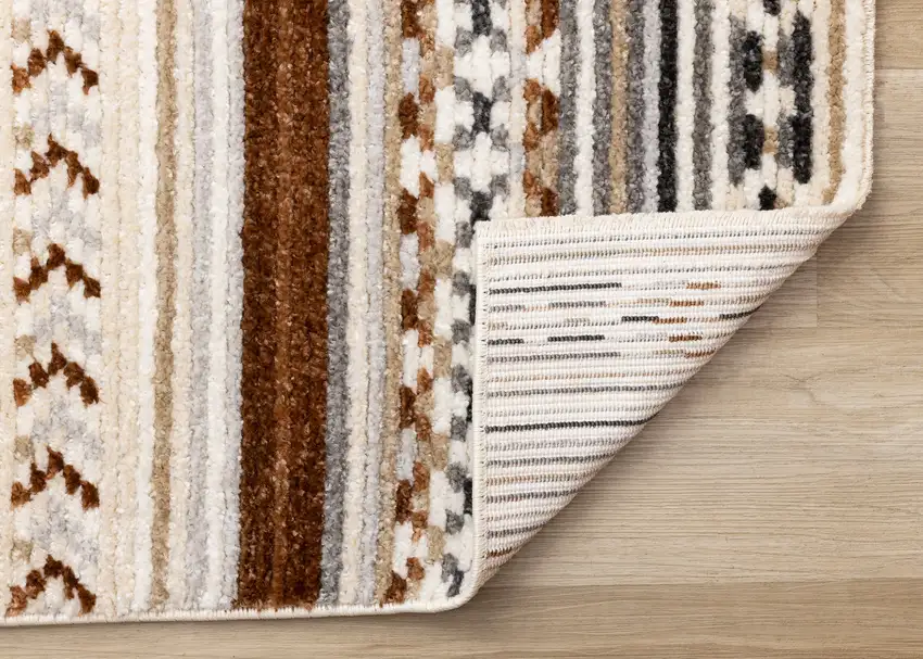 Cream Black And Brown Tribal Area Rug Photo 9