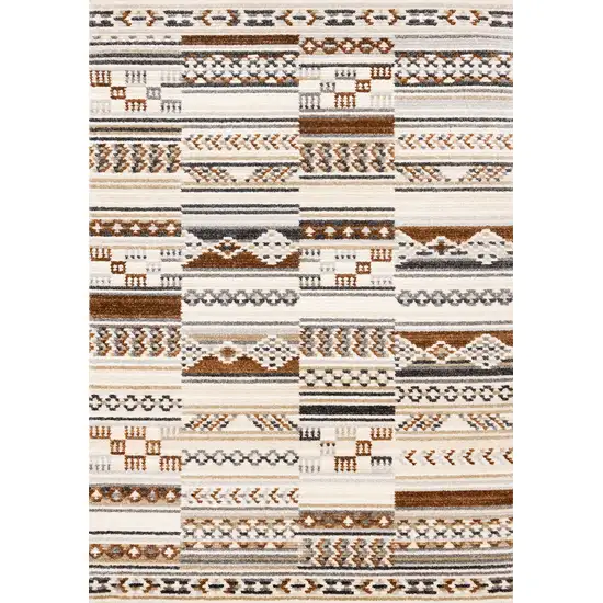 Cream Black And Brown Tribal Area Rug Photo 4