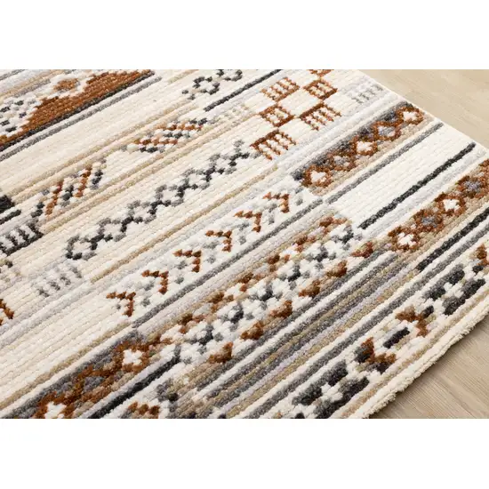 Cream Black And Brown Tribal Area Rug Photo 7