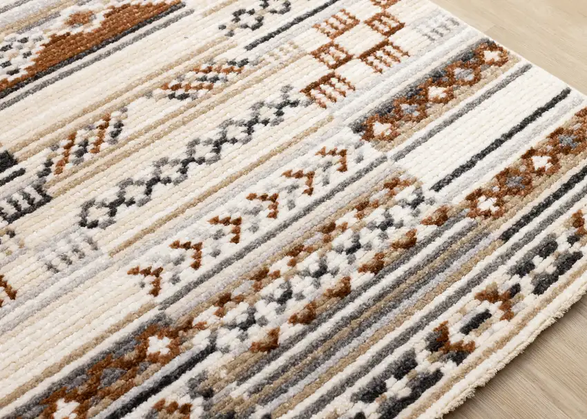 Cream Black And Brown Tribal Area Rug Photo 7