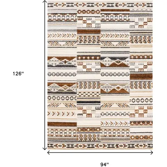 Cream Black And Brown Tribal Area Rug Photo 3