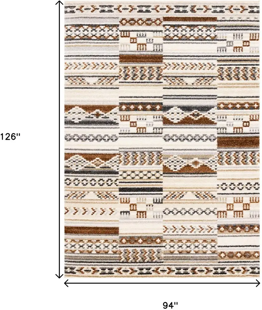Cream Black And Brown Tribal Area Rug Photo 3