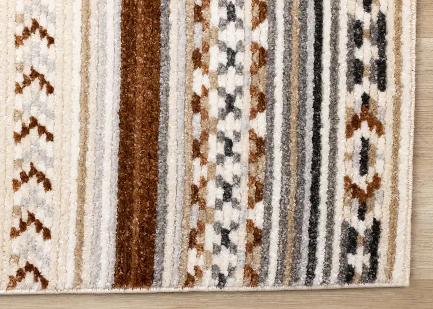 Cream Black And Brown Tribal Area Rug Photo 8