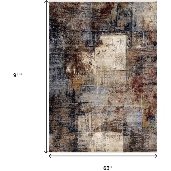 Cream Black And Tan Abstract Area Rug Photo 3