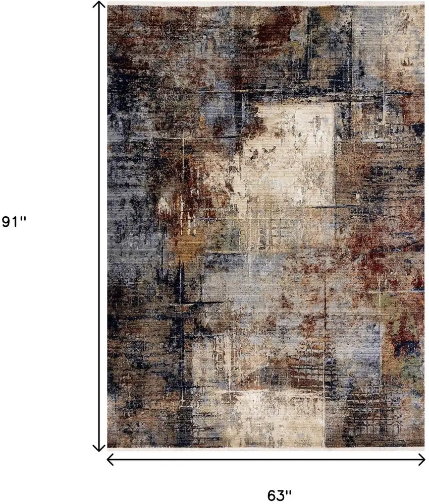 Cream Black And Tan Abstract Area Rug Photo 3