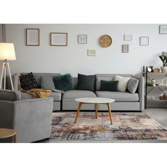 Cream Black And Tan Abstract Area Rug Photo 6