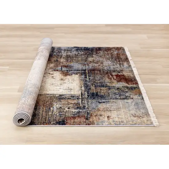 Cream Black And Tan Abstract Area Rug Photo 9