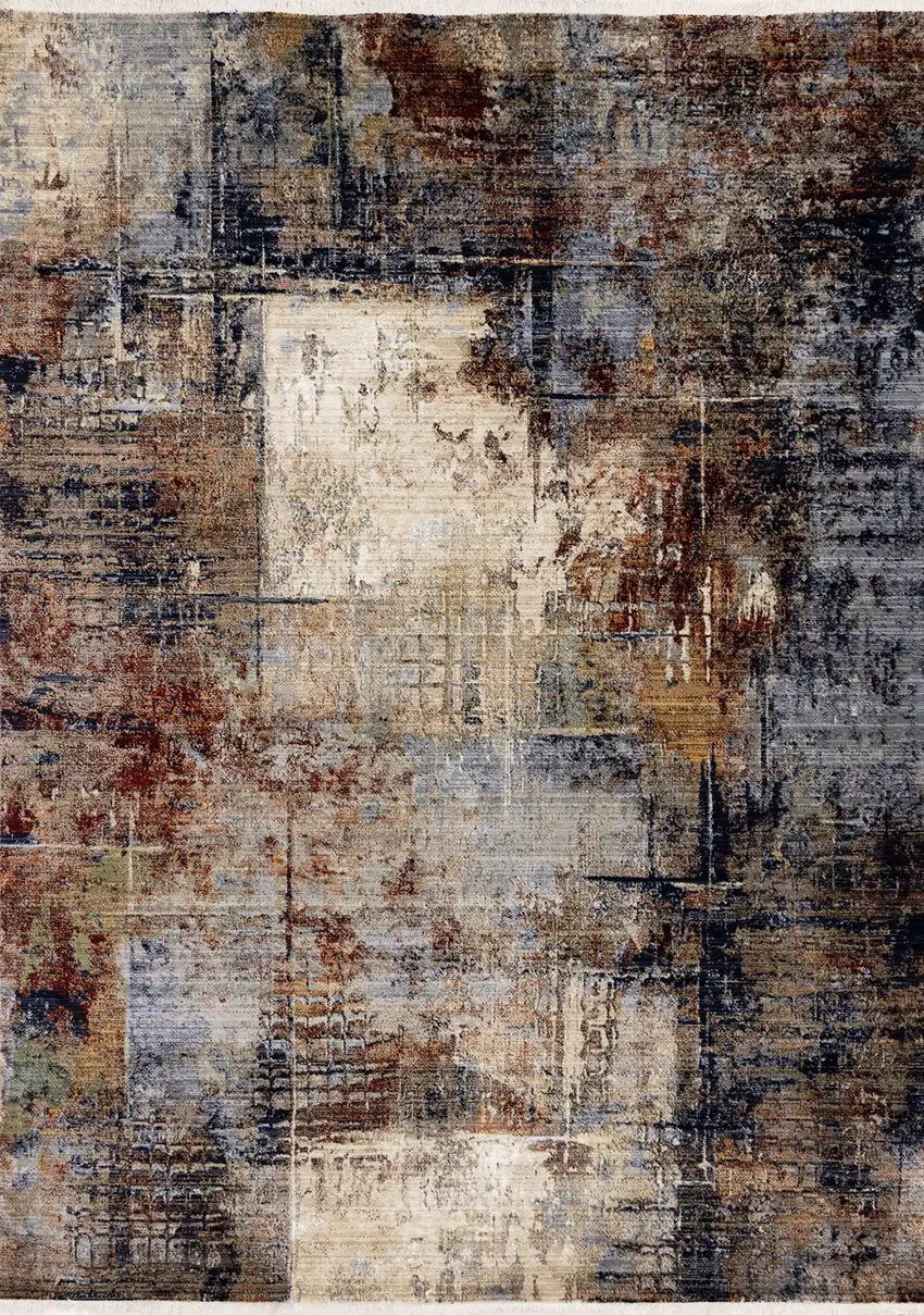 Cream Black And Tan Abstract Area Rug Photo 4