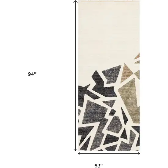 Cream Black And Tan Abstract Area Rug Photo 3