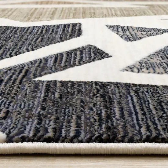 Cream Black And Tan Abstract Area Rug Photo 9