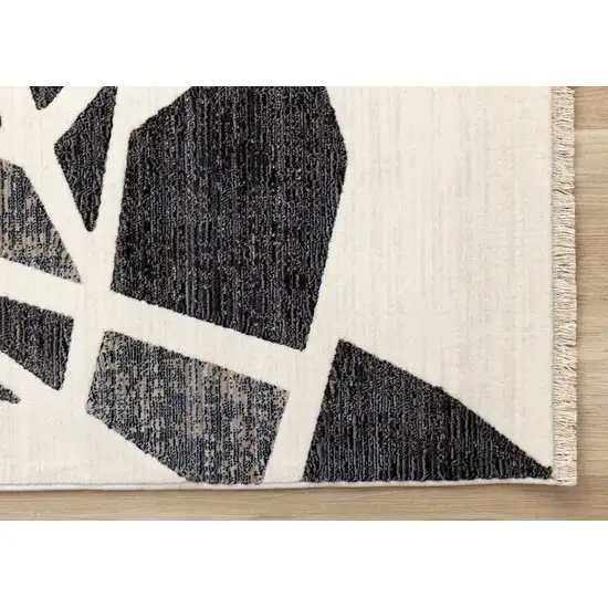 Cream Black And Tan Abstract Area Rug Photo 7