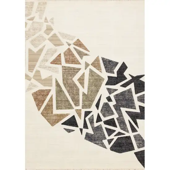 Cream Black And Tan Abstract Area Rug Photo 5