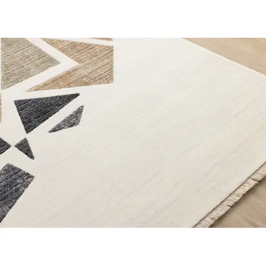 Cream Black And Tan Abstract Area Rug Photo 8