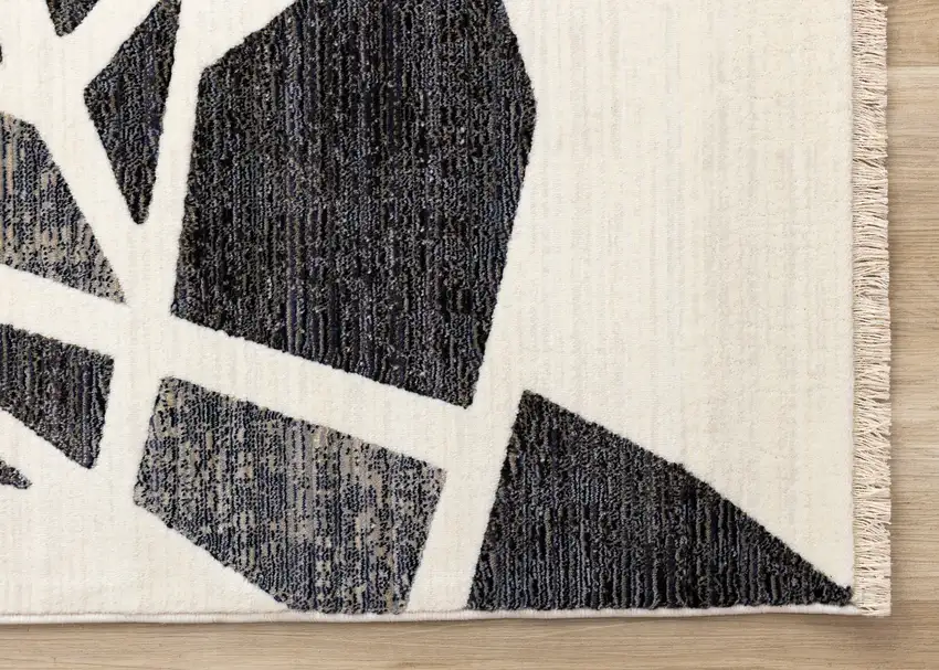 Cream Black And Tan Abstract Area Rug Photo 9