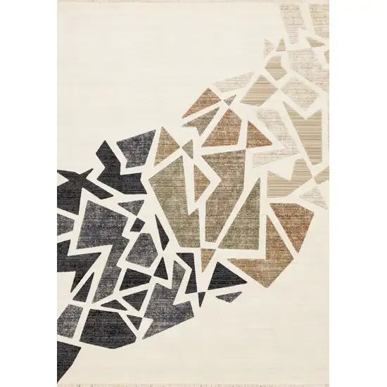 Cream Black And Tan Abstract Area Rug Photo 2