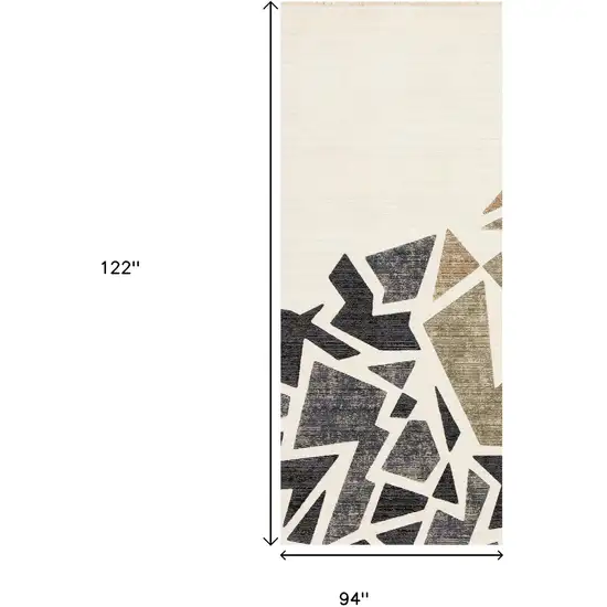 Cream Black And Tan Abstract Area Rug Photo 3