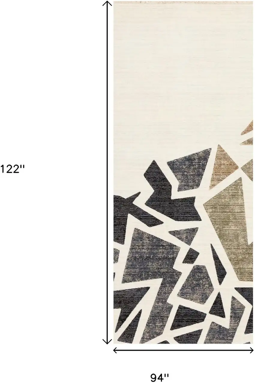 Cream Black And Tan Abstract Area Rug Photo 3