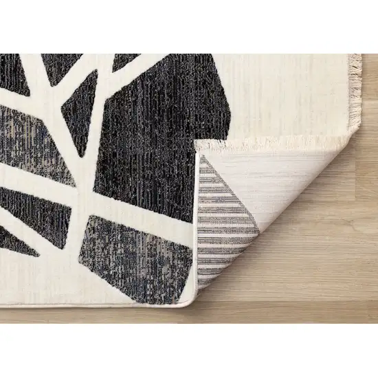 Cream Black And Tan Abstract Area Rug Photo 9
