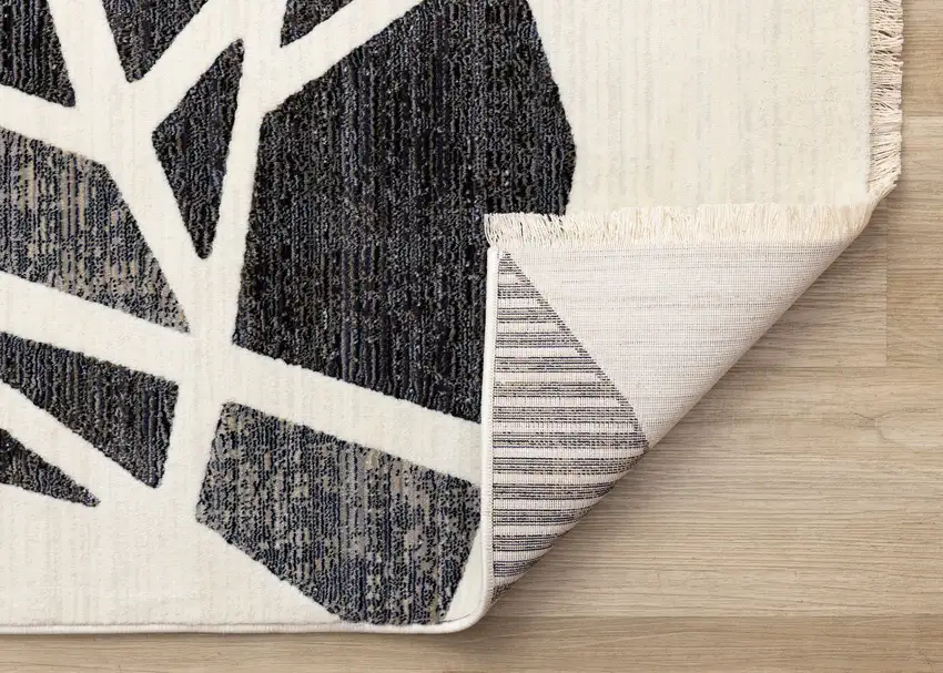 Cream Black And Tan Abstract Area Rug Photo 9