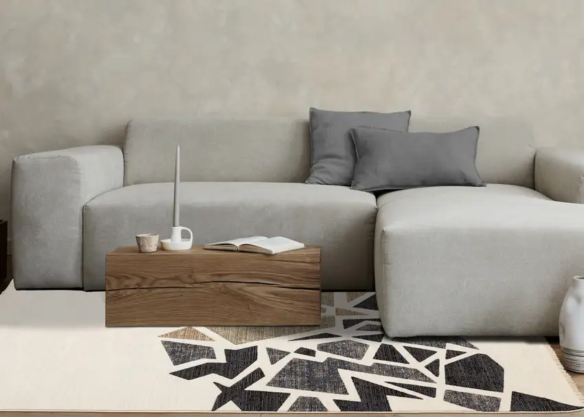 Cream Black And Tan Abstract Area Rug Photo 7