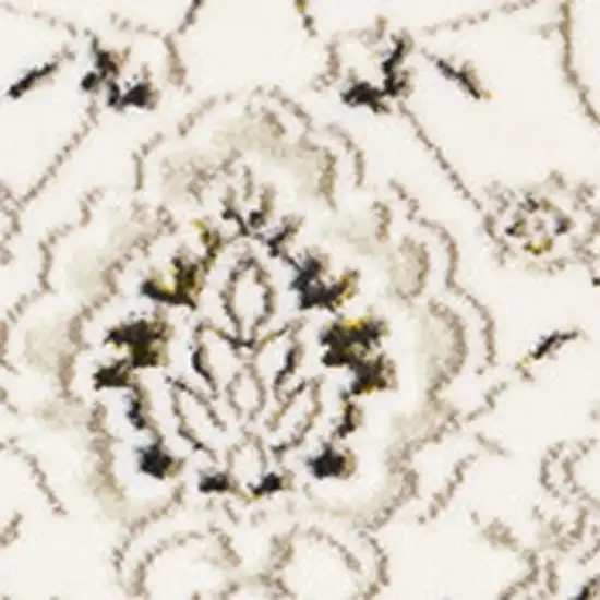 Cream Black And Tan Medallion Area Rug Photo 4
