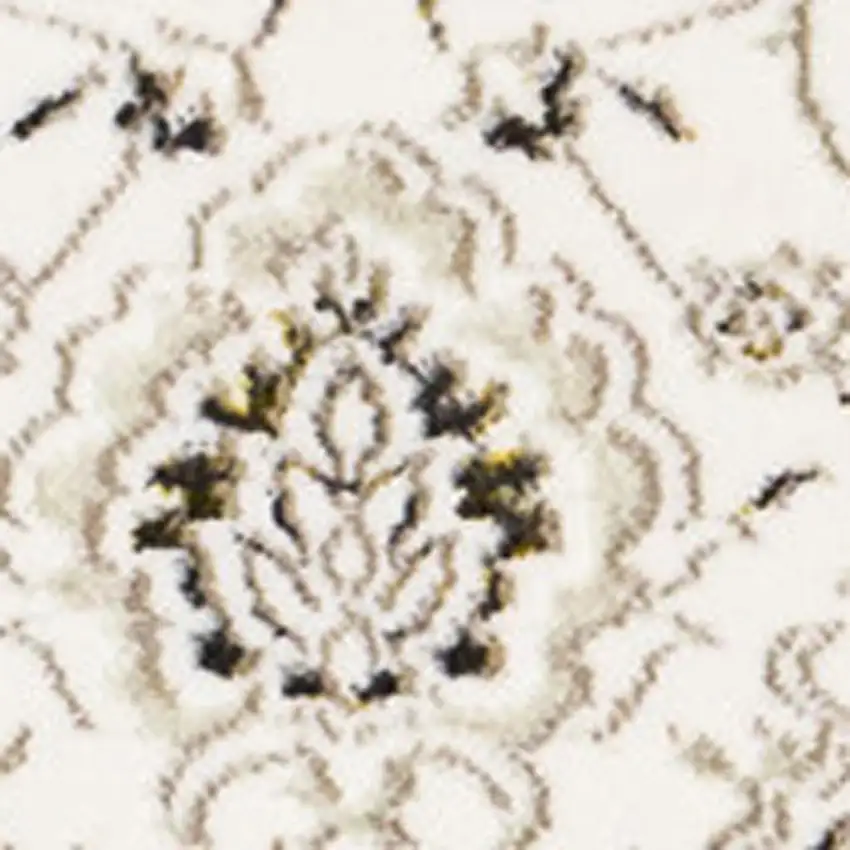 Cream Black And Tan Medallion Area Rug Photo 4