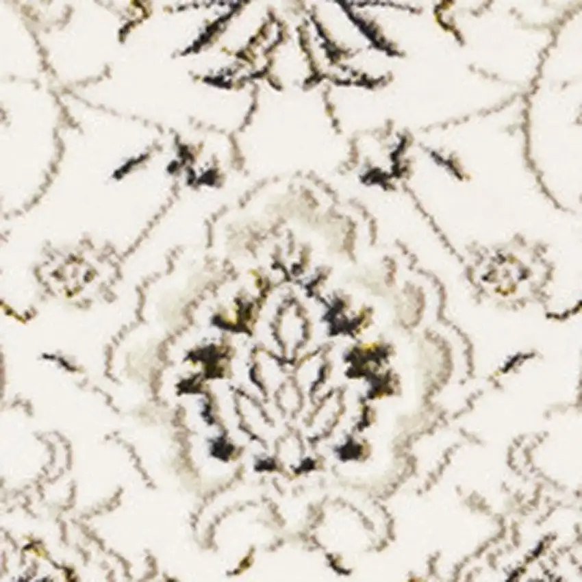 Cream Black And Tan Medallion Area Rug Photo 5