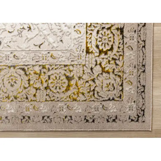 Cream Black And Tan Medallion Area Rug Photo 9