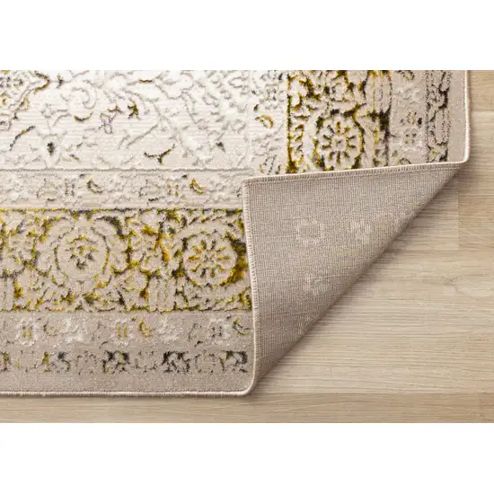 Cream Black And Tan Medallion Area Rug Photo 9