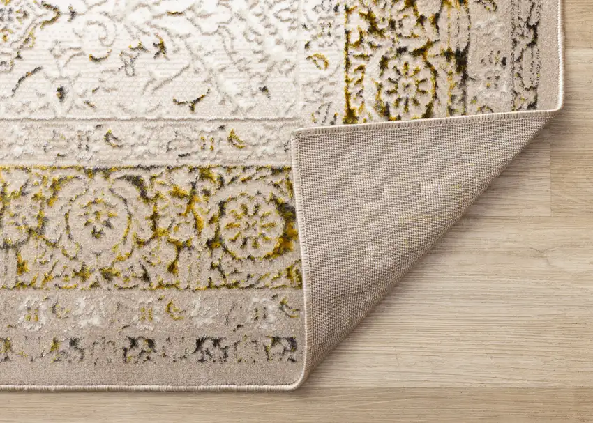 Cream Black And Tan Medallion Area Rug Photo 9