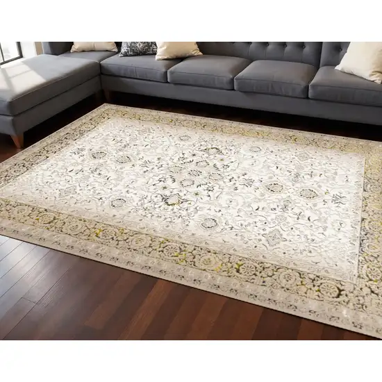 Cream Black And Tan Medallion Area Rug Photo 1