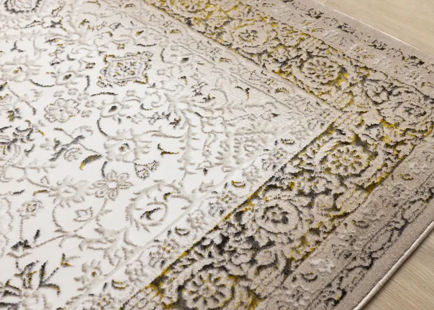 Cream Black And Tan Medallion Area Rug Photo 8