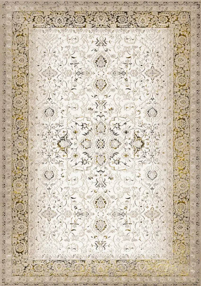 Cream Black And Tan Medallion Area Rug Photo 2