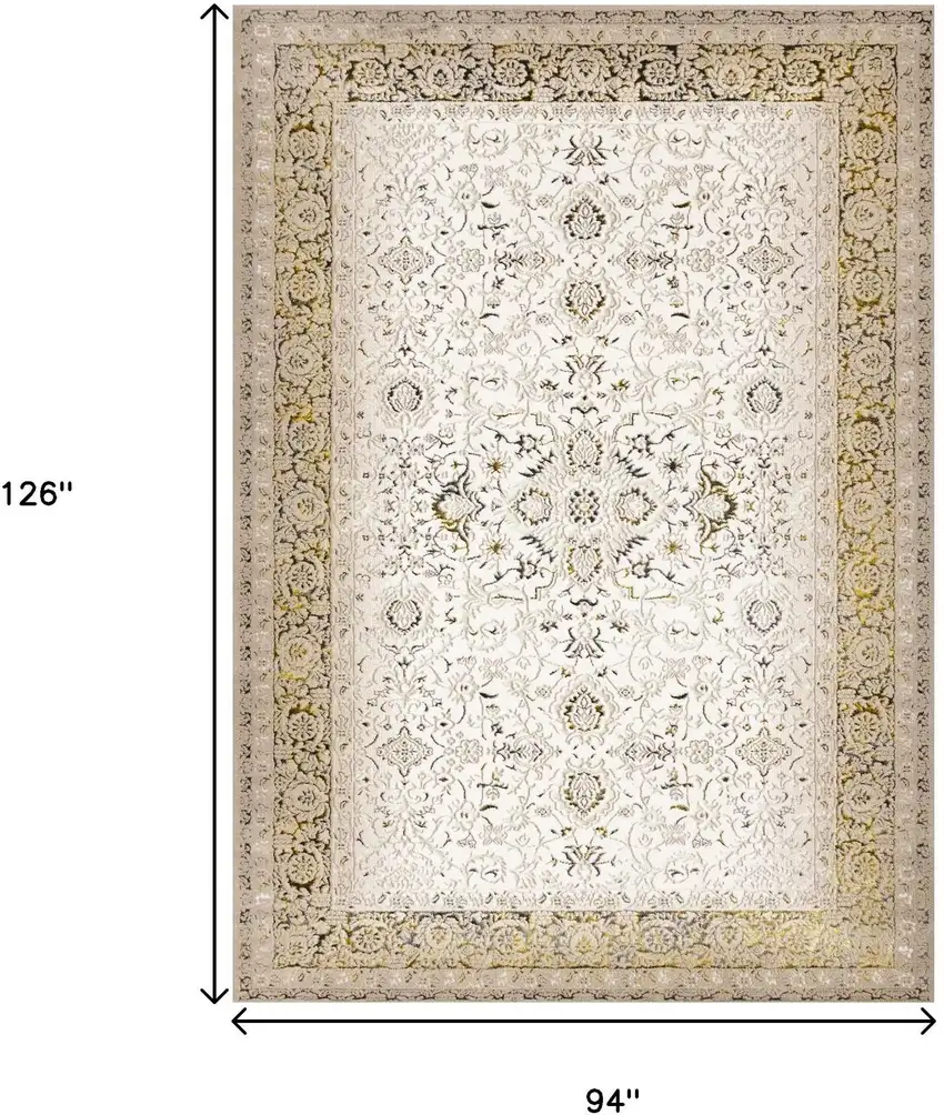 Cream Black And Tan Medallion Area Rug Photo 3