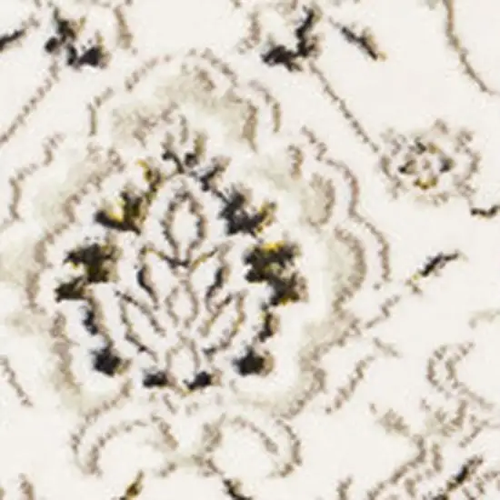 Cream Black And Tan Medallion Area Rug Photo 4